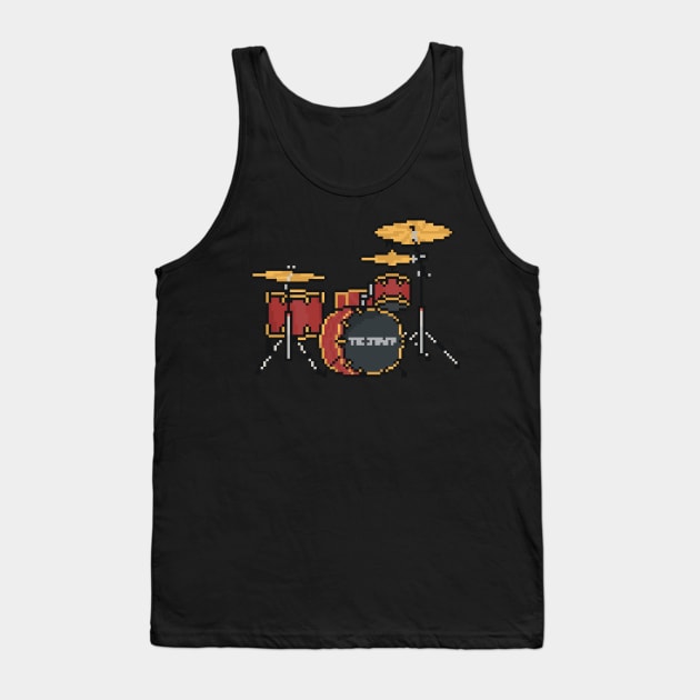 Pixel Red with Gold Struts Drums Tank Top by gkillerb